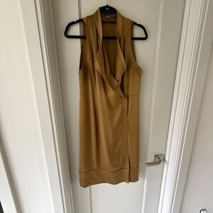 Proenza Shouler Gold Satin Vintage Dress Size 8 100% Silk